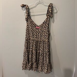 Simply Southern Leopard Print Mini Dress in Beige & Black